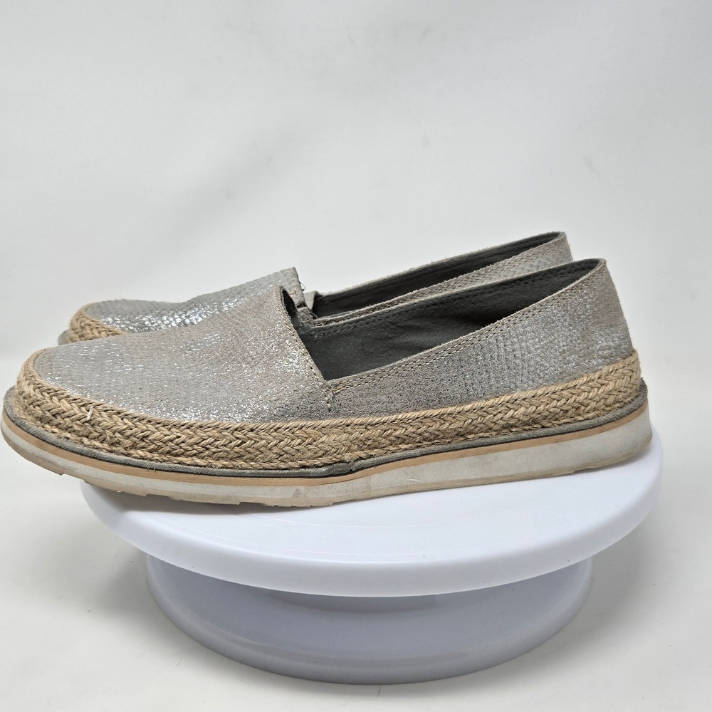 Ariat Cruiser Silver Metallic Snakeskin Espadrille Slip On Shoes 10023044 9B
